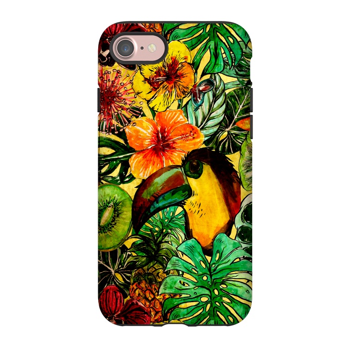 iPhone 7 StrongFit Tropical bird in flower jungle by  Utart