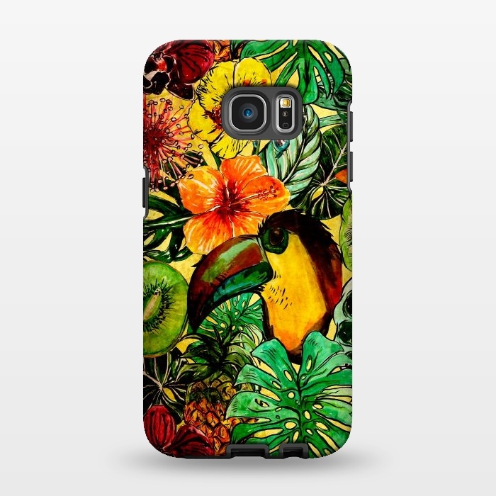 Galaxy S7 EDGE StrongFit Tropical bird in flower jungle by  Utart
