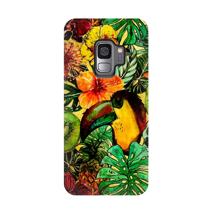 Galaxy S9 StrongFit Tropical bird in flower jungle by  Utart