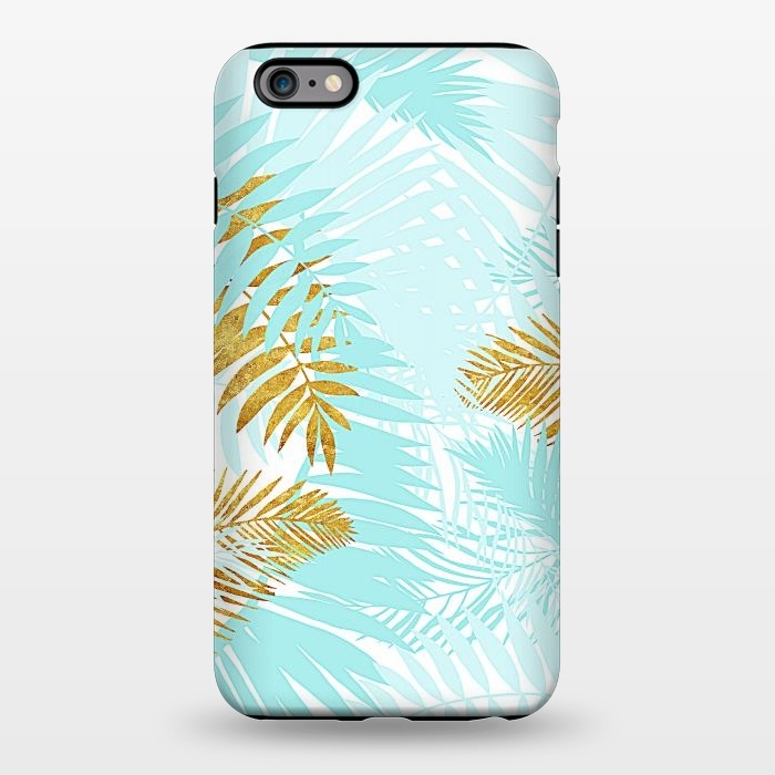 iPhone 6/6s plus StrongFit Teal and Gold Palm Leaves by  Utart
