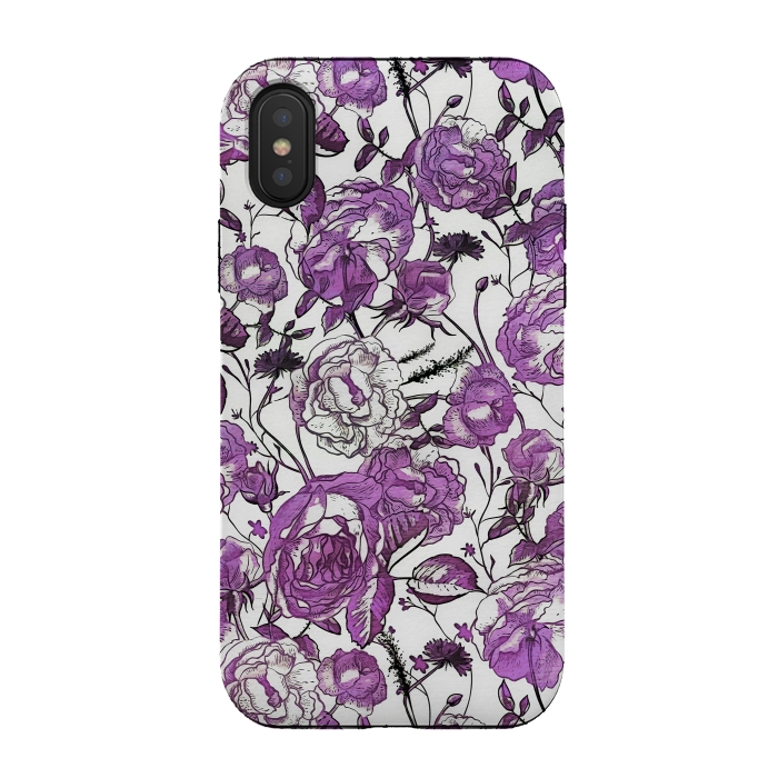 iPhone Xs / X StrongFit Nostalgic Purple Flower Pattern by Andrea Haase