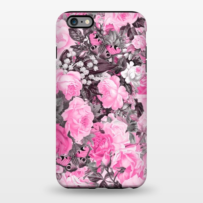 iPhone 6/6s plus StrongFit Nostalgic Pink Rose And Butterfly Pattern by Andrea Haase