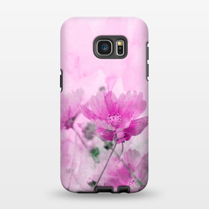 Galaxy S7 EDGE StrongFit Pink Cosmea Watercolor Art by Andrea Haase