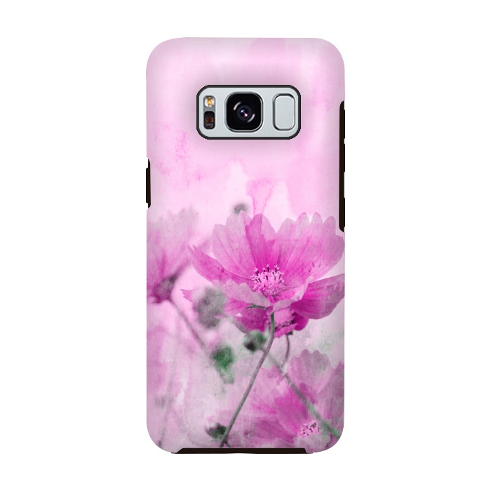 Galaxy S8 StrongFit Pink Cosmea Watercolor Art by Andrea Haase