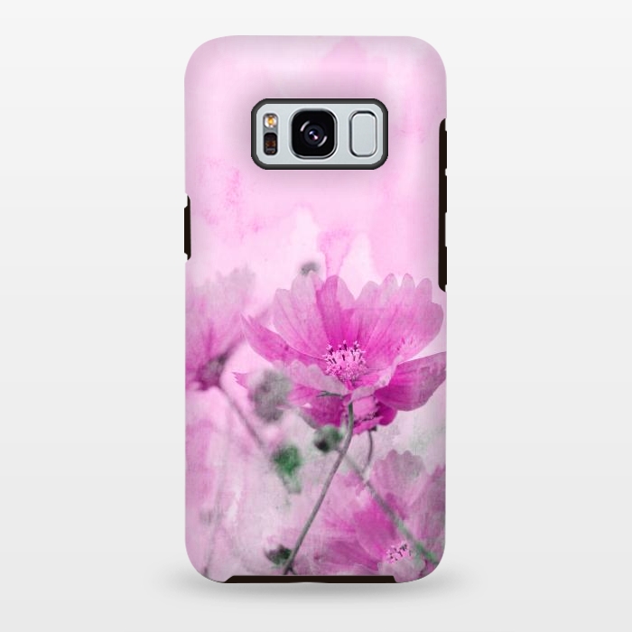 Galaxy S8 plus StrongFit Pink Cosmea Watercolor Art by Andrea Haase