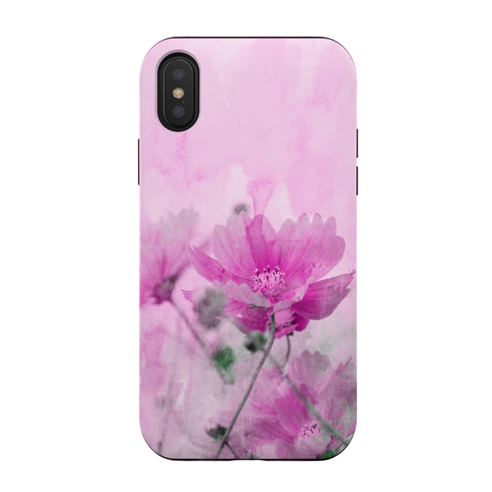 iPhone Xs / X StrongFit Pink Cosmea Watercolor Art by Andrea Haase