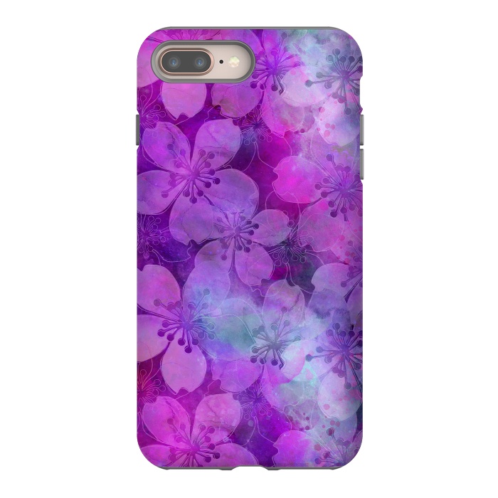 iPhone 7 plus StrongFit Purple Watercolor Flower Pattern by Andrea Haase