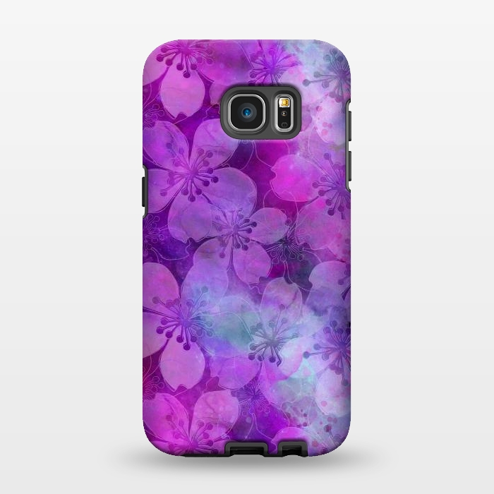 Galaxy S7 EDGE StrongFit Purple Watercolor Flower Pattern by Andrea Haase