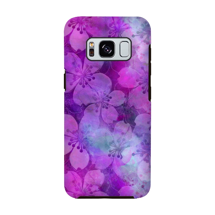 Galaxy S8 StrongFit Purple Watercolor Flower Pattern by Andrea Haase