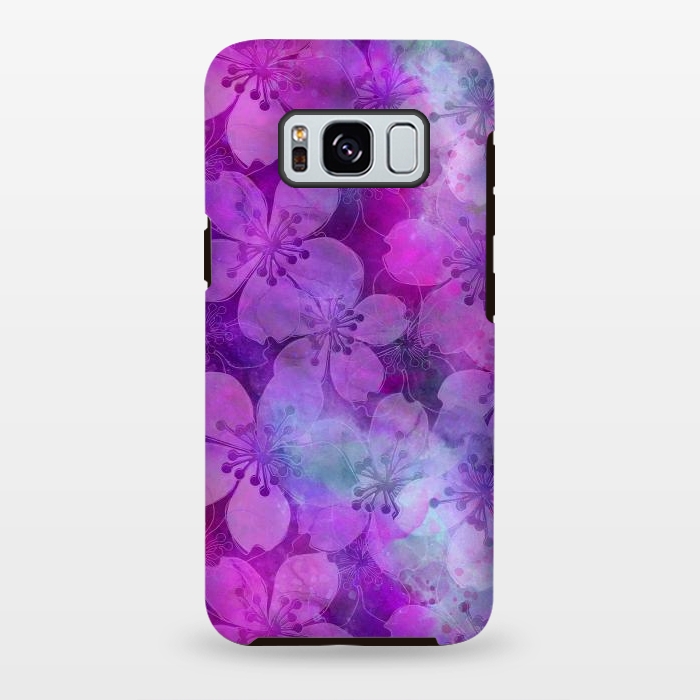 Galaxy S8 plus StrongFit Purple Watercolor Flower Pattern by Andrea Haase