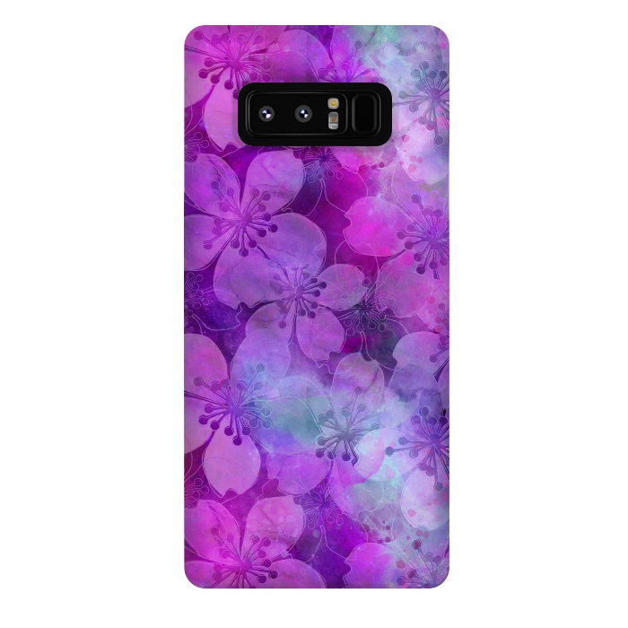Galaxy Note 8 StrongFit Purple Watercolor Flower Pattern by Andrea Haase