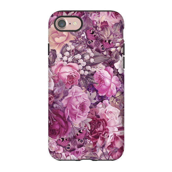 iPhone 7 StrongFit Vintage Pink Rose Butterfly Pattern by Andrea Haase