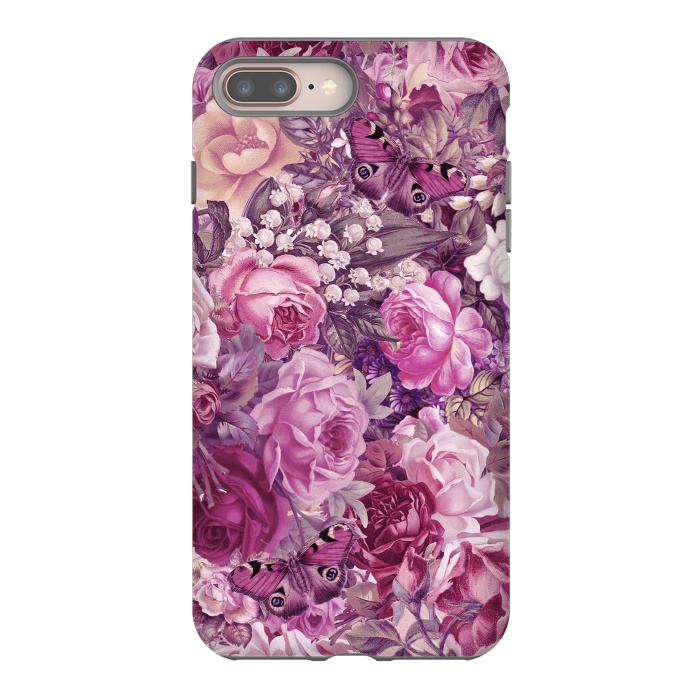 iPhone 7 plus StrongFit Vintage Pink Rose Butterfly Pattern by Andrea Haase