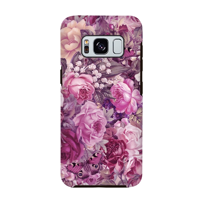 Galaxy S8 StrongFit Vintage Pink Rose Butterfly Pattern by Andrea Haase