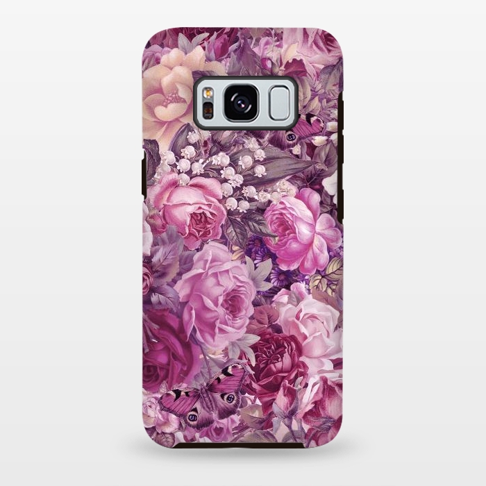 Galaxy S8 plus StrongFit Vintage Pink Rose Butterfly Pattern by Andrea Haase