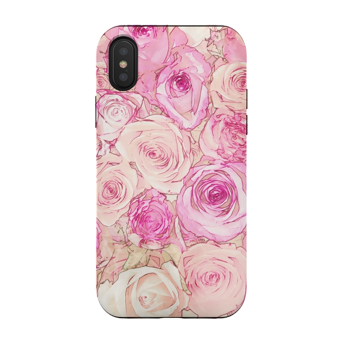 iPhone Xs / X StrongFit Pastel Rose Pattern by Andrea Haase