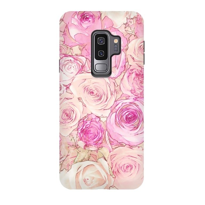 Galaxy S9 plus StrongFit Pastel Rose Pattern by Andrea Haase