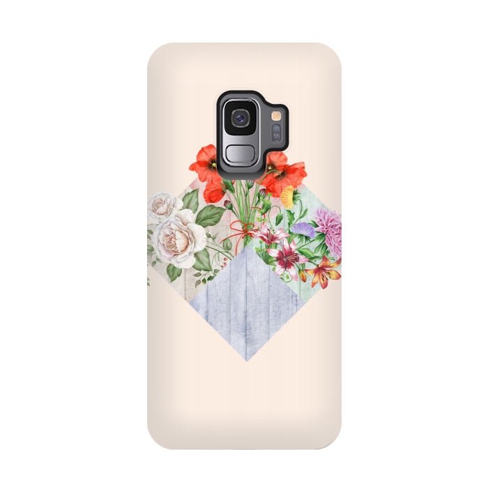 Galaxy S9 StrongFit Floral Blocks by Creativeaxle