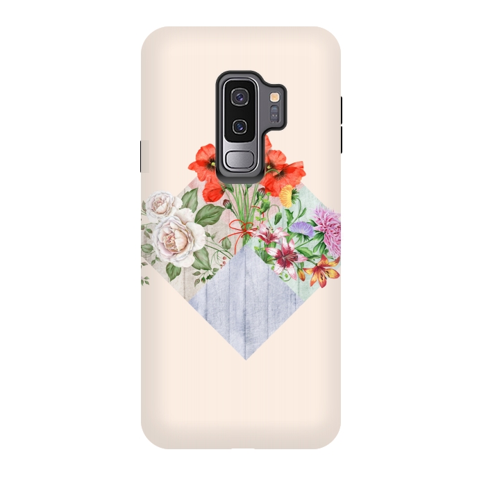 Galaxy S9 plus StrongFit Floral Blocks by Creativeaxle