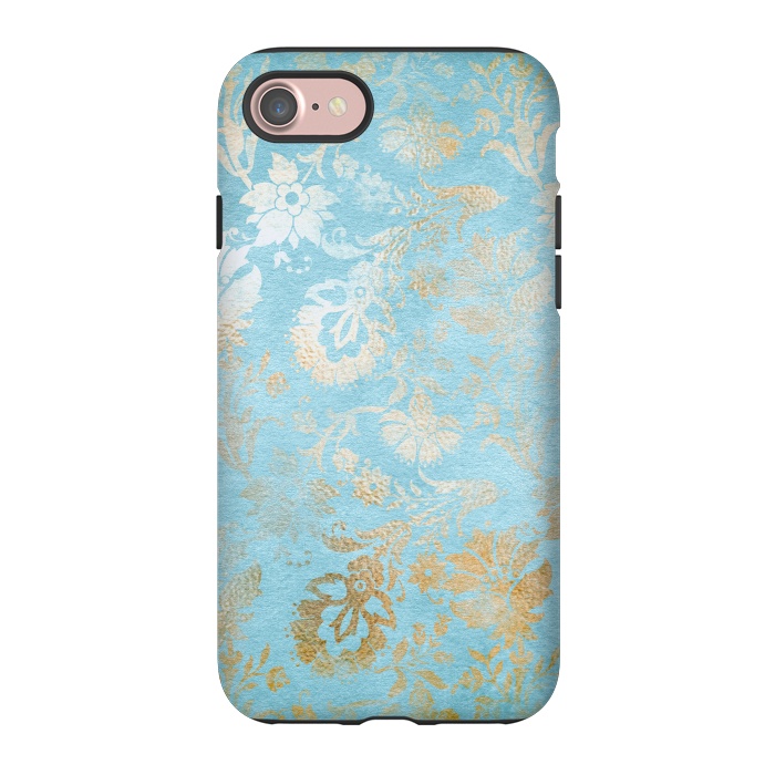 iPhone 7 StrongFit TEAL and GOLD Damask Pattern by  Utart