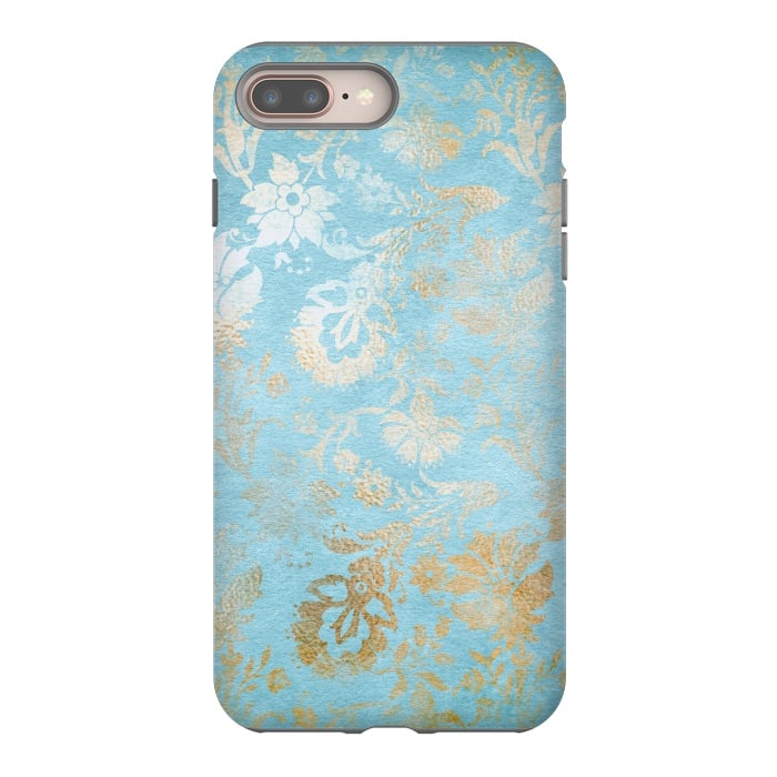iPhone 7 plus StrongFit TEAL and GOLD Damask Pattern by  Utart