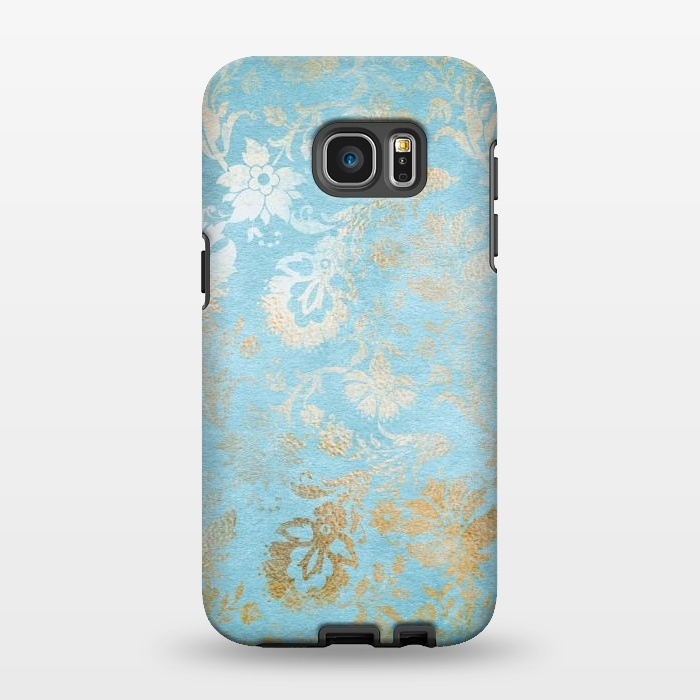 Galaxy S7 EDGE StrongFit TEAL and GOLD Damask Pattern by  Utart