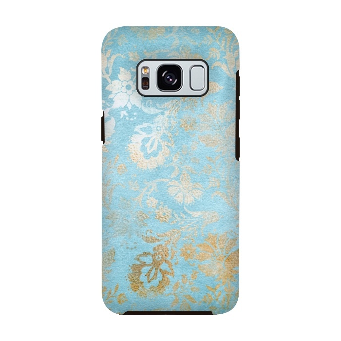 Galaxy S8 StrongFit TEAL and GOLD Damask Pattern by  Utart