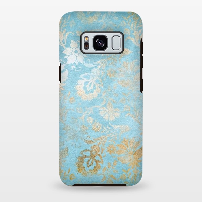 Galaxy S8 plus StrongFit TEAL and GOLD Damask Pattern by  Utart