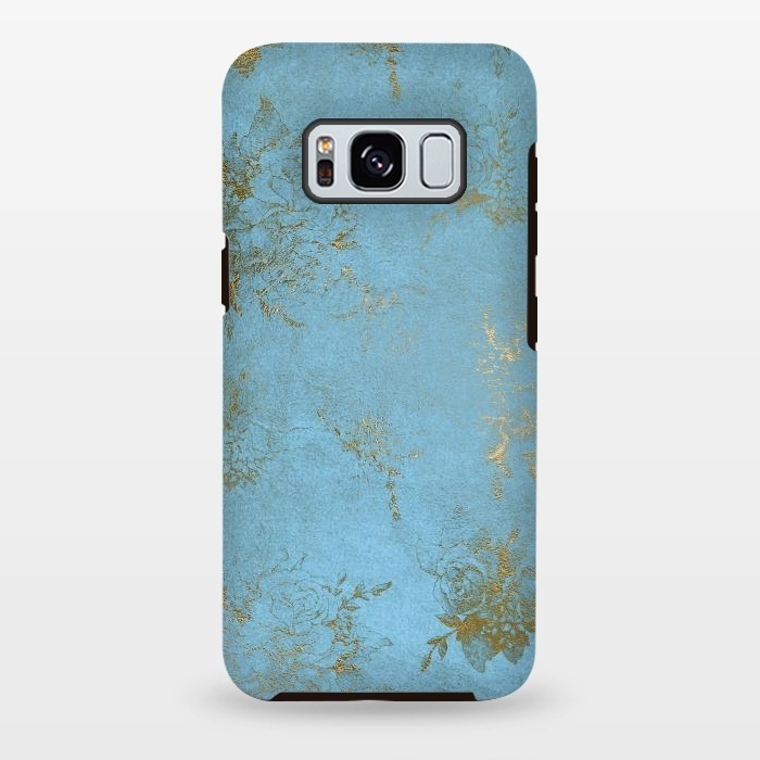 Galaxy S8 plus StrongFit  Gold Damask on Sky Blue  by  Utart