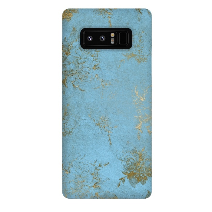 Galaxy Note 8 StrongFit  Gold Damask on Sky Blue  by  Utart