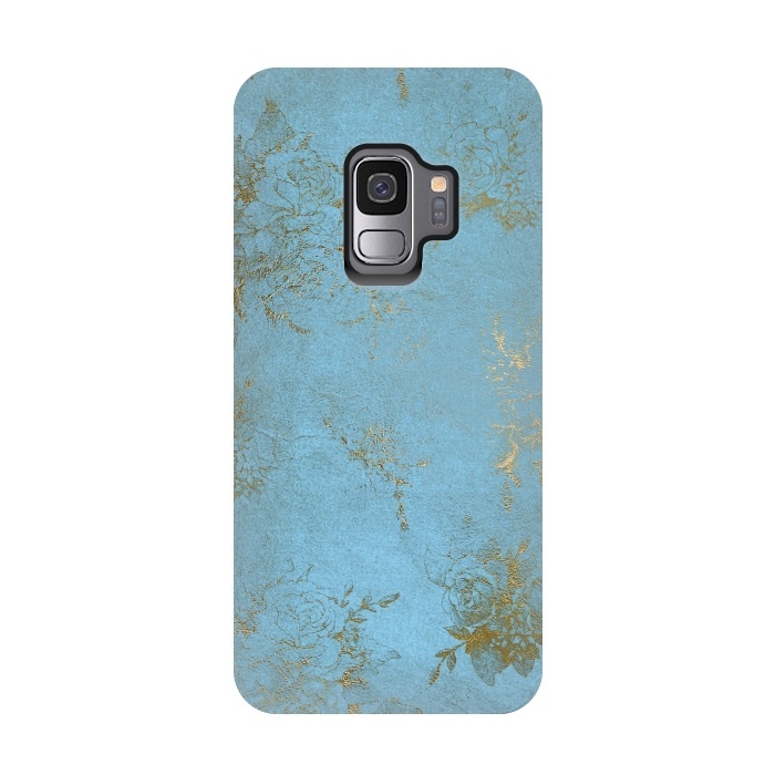 Galaxy S9 StrongFit  Gold Damask on Sky Blue  by  Utart