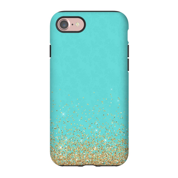 iPhone 7 StrongFit Teal and Gold Glitter by  Utart