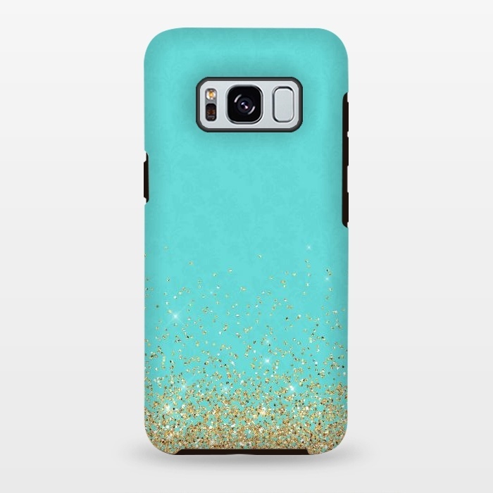 Galaxy S8 plus StrongFit Teal and Gold Glitter by  Utart