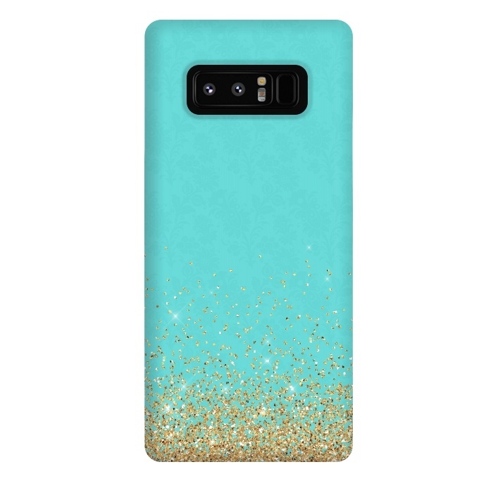 Galaxy Note 8 StrongFit Teal and Gold Glitter by  Utart