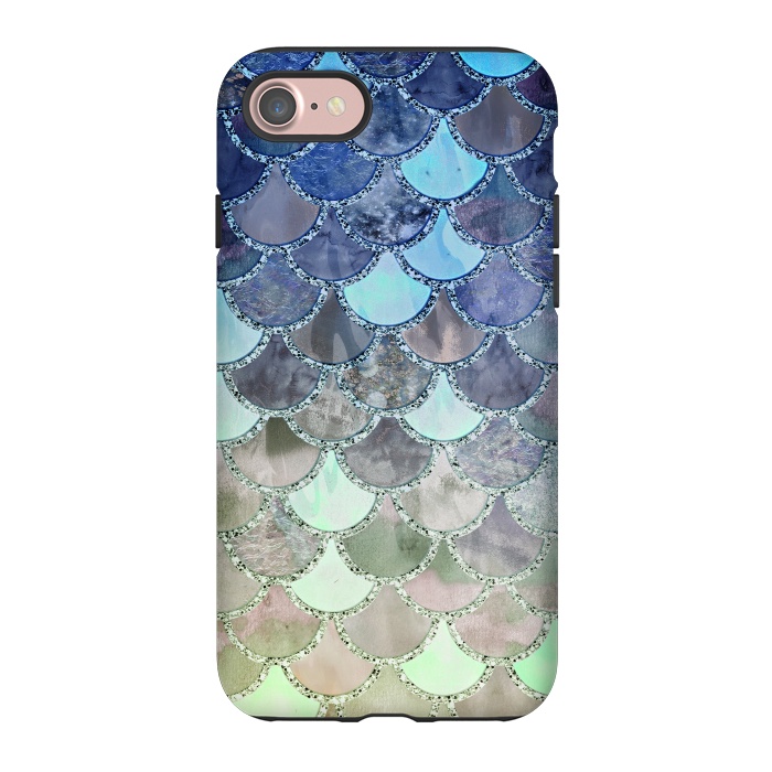 iPhone 7 StrongFit Multicolor Watercolor Fish and Mermaid Scales by  Utart