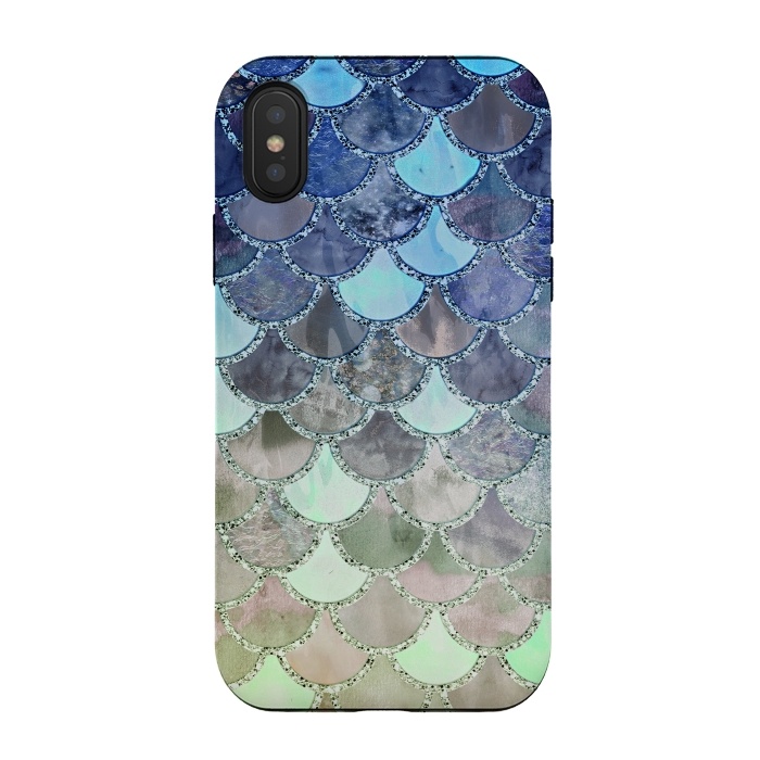 iPhone Xs / X StrongFit Multicolor Watercolor Fish and Mermaid Scales by  Utart