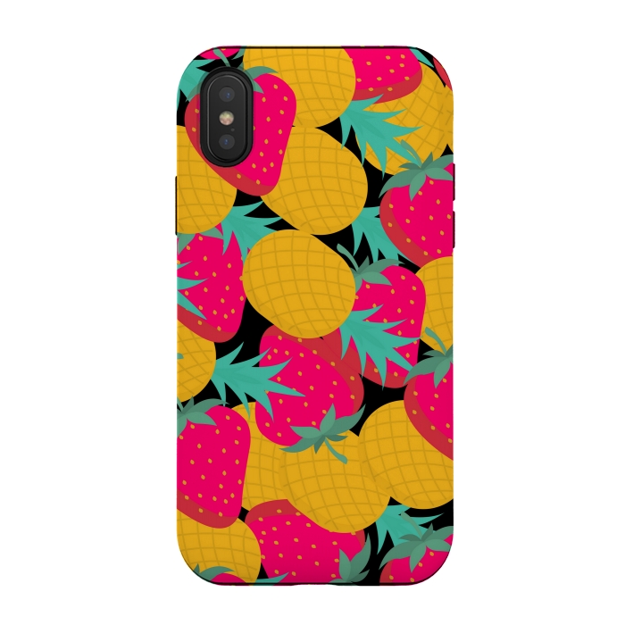 iPhone Xs / X StrongFit pineapples and strawberry by MALLIKA