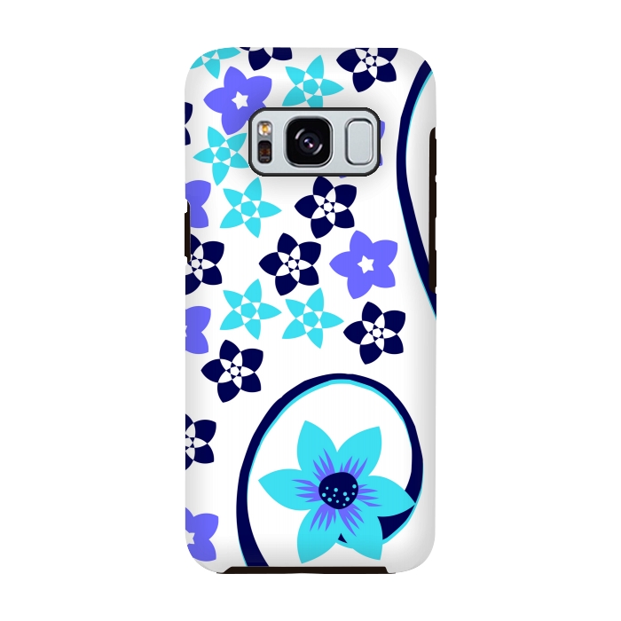 Galaxy S8 StrongFit blue floral pattern 2 by MALLIKA