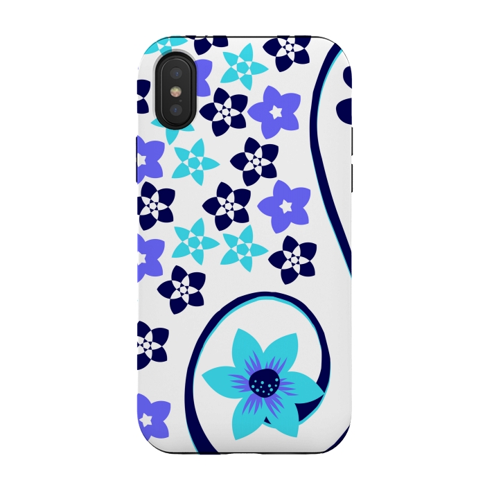 iPhone Xs / X StrongFit blue floral pattern 2 by MALLIKA