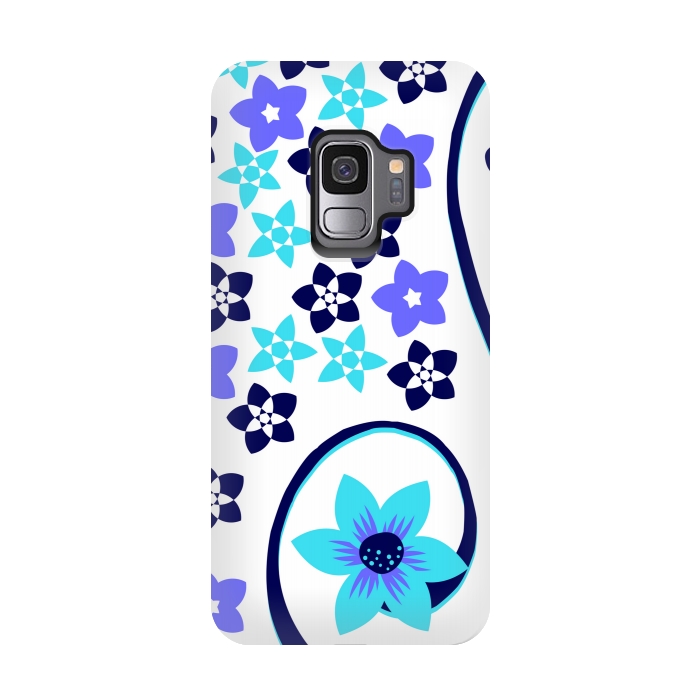Galaxy S9 StrongFit blue floral pattern 2 by MALLIKA