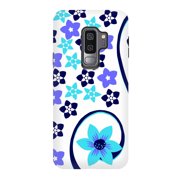 Galaxy S9 plus StrongFit blue floral pattern 2 by MALLIKA