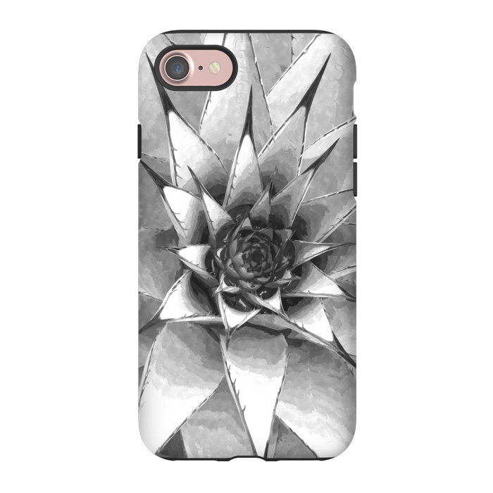 iPhone 7 StrongFit Black and White Cactus Succulent by Alemi