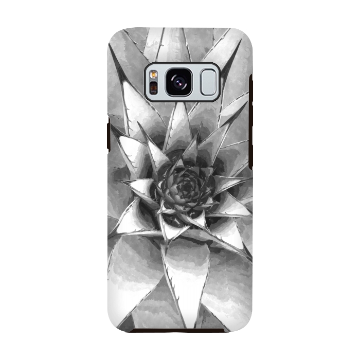 Galaxy S8 StrongFit Black and White Cactus Succulent by Alemi