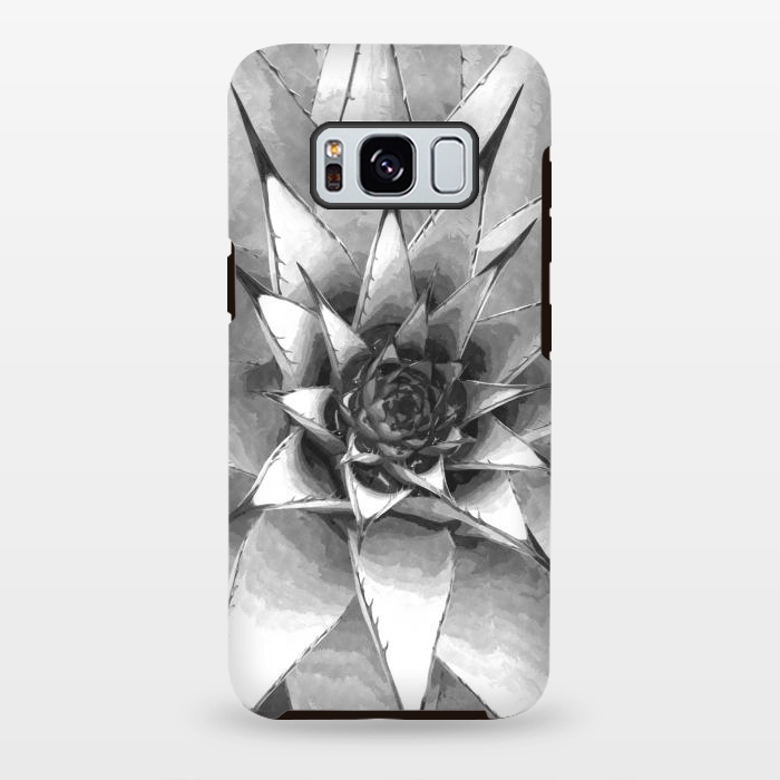 Galaxy S8 plus StrongFit Black and White Cactus Succulent by Alemi