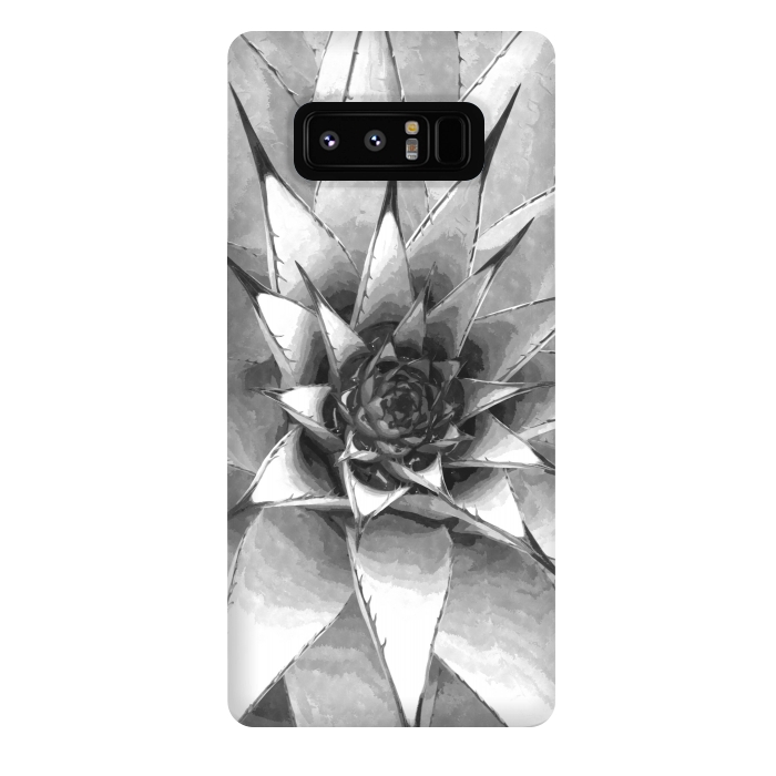 Galaxy Note 8 StrongFit Black and White Cactus Succulent by Alemi