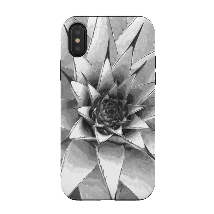 iPhone Xs / X StrongFit Black and White Cactus Succulent by Alemi