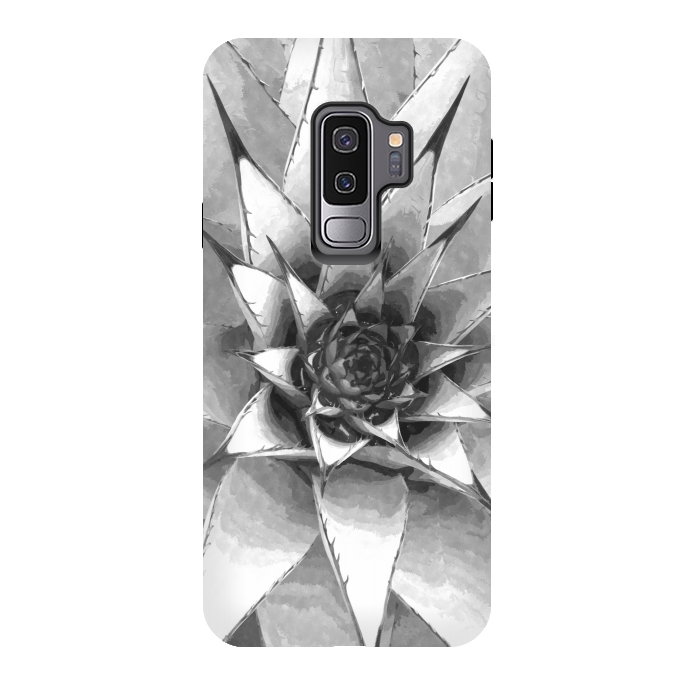 Galaxy S9 plus StrongFit Black and White Cactus Succulent by Alemi