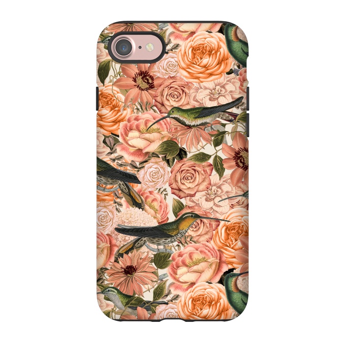 iPhone 7 StrongFit Vintage Flower And Hummingbird Pattern by Andrea Haase