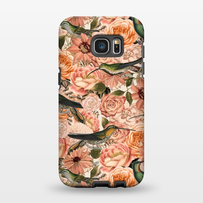 Galaxy S7 EDGE StrongFit Vintage Flower And Hummingbird Pattern by Andrea Haase
