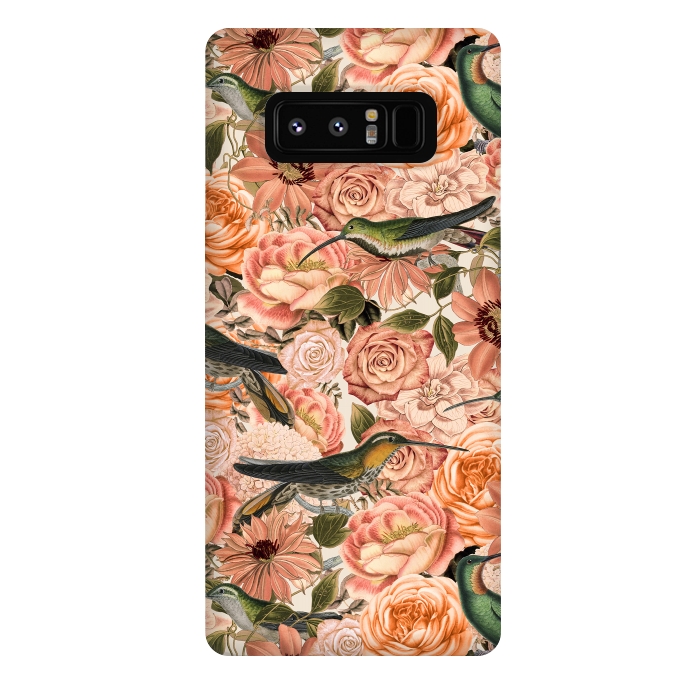 Galaxy Note 8 StrongFit Vintage Flower And Hummingbird Pattern by Andrea Haase